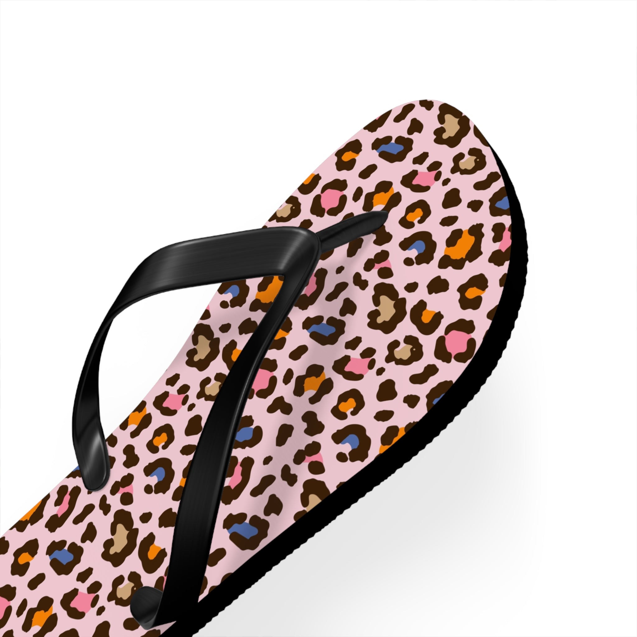 Pink Leopard Print Flip Flops – Beach Sandals