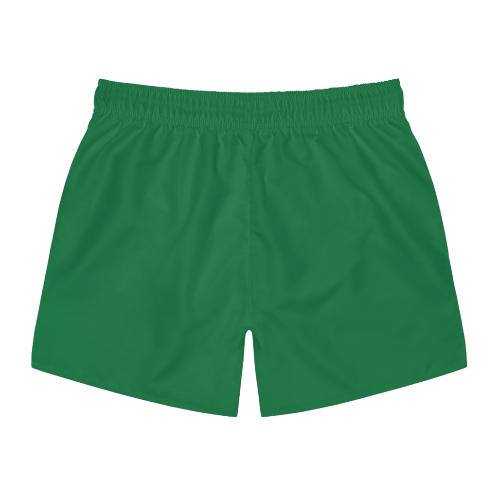 Fierce Tiger Swim Trunks — Green All-Over-Print Beach Shorts