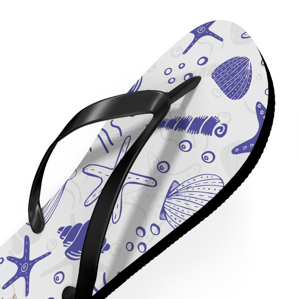 Seashell Pattern Flip Flops – Nautical Beach Sandals