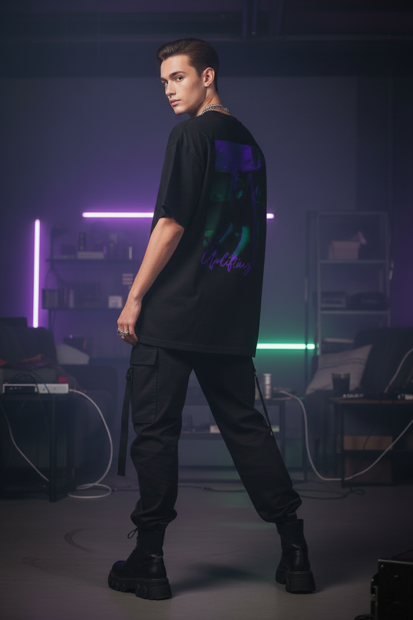 Oversized Tee — Vaporwave 'Good Vibes'