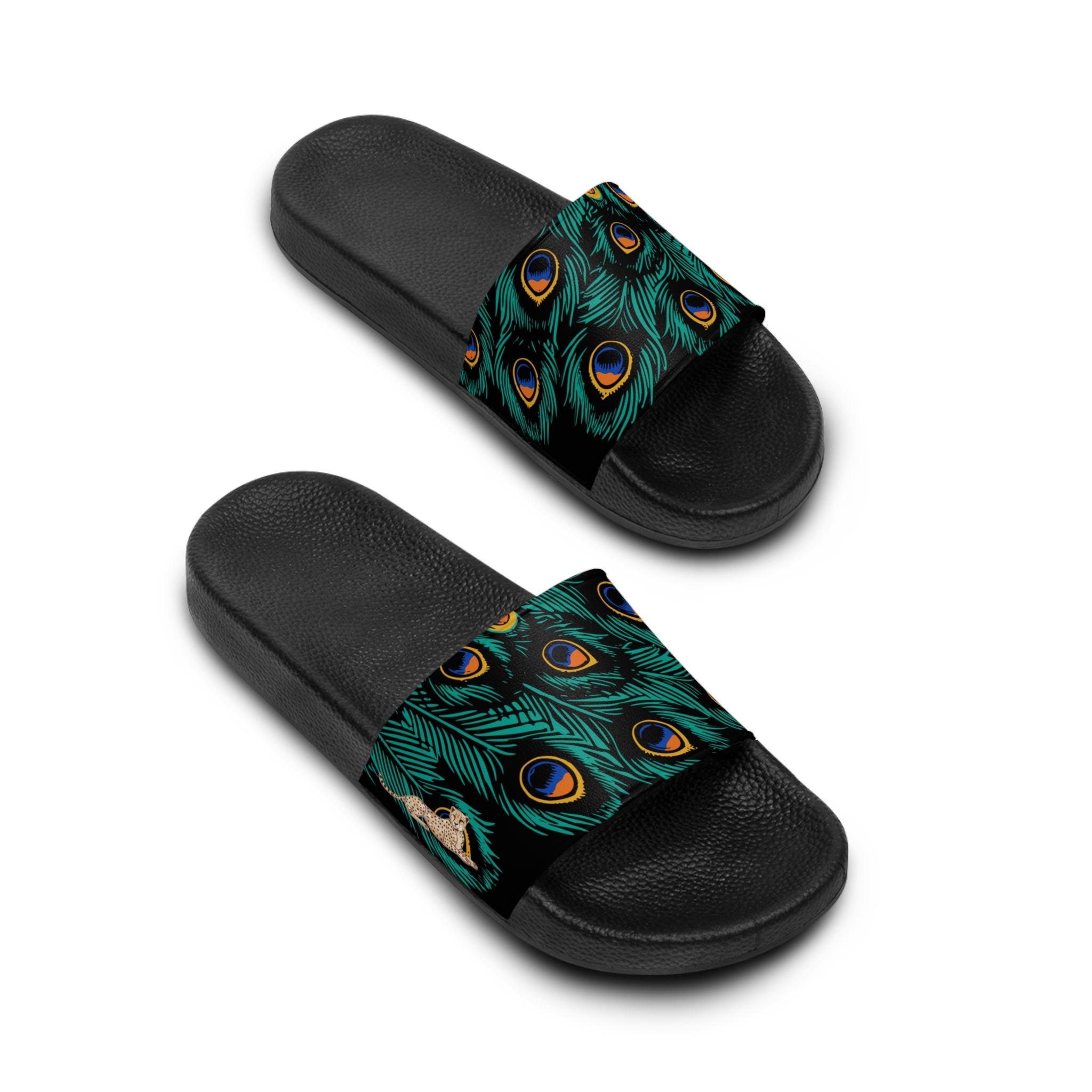 Peacock Feather Sandals — Men's Stylish Pool & Casual Slides