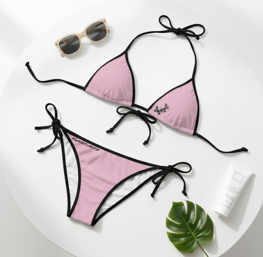 Pink Butterfly Tie-Side Bikini