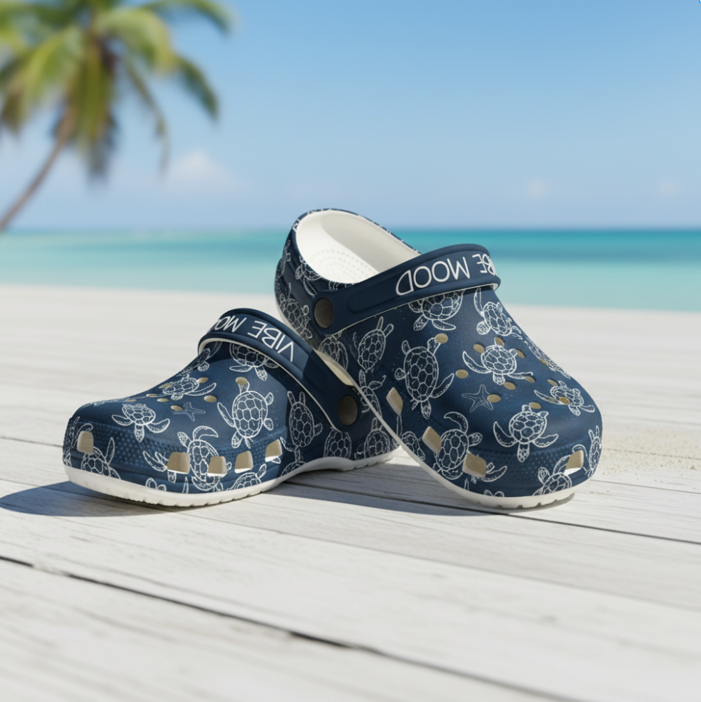 Kids Sea Turtle Clogs  "Vibe Mood" Navy