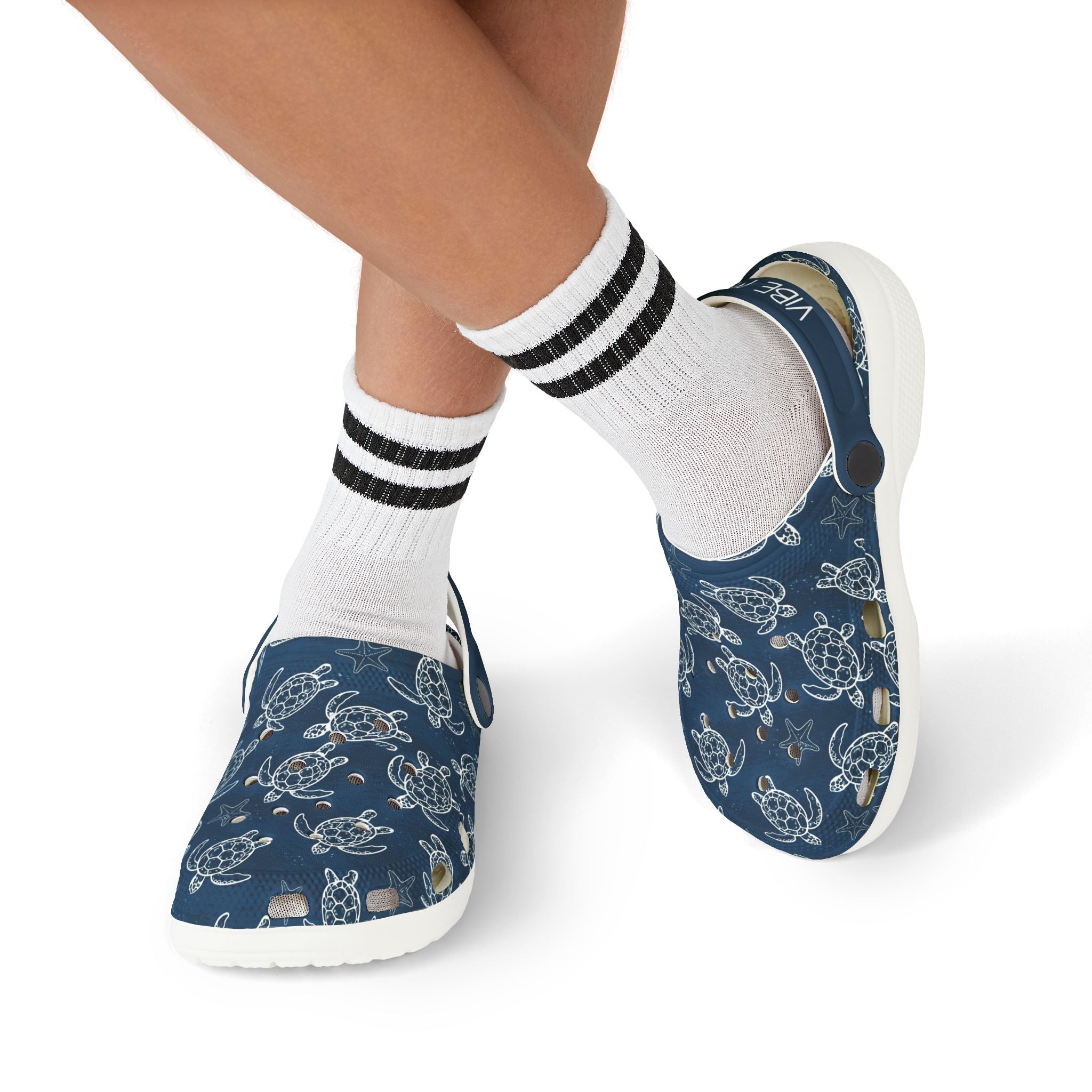 Kids Sea Turtle Clogs  "Vibe Mood" Navy
