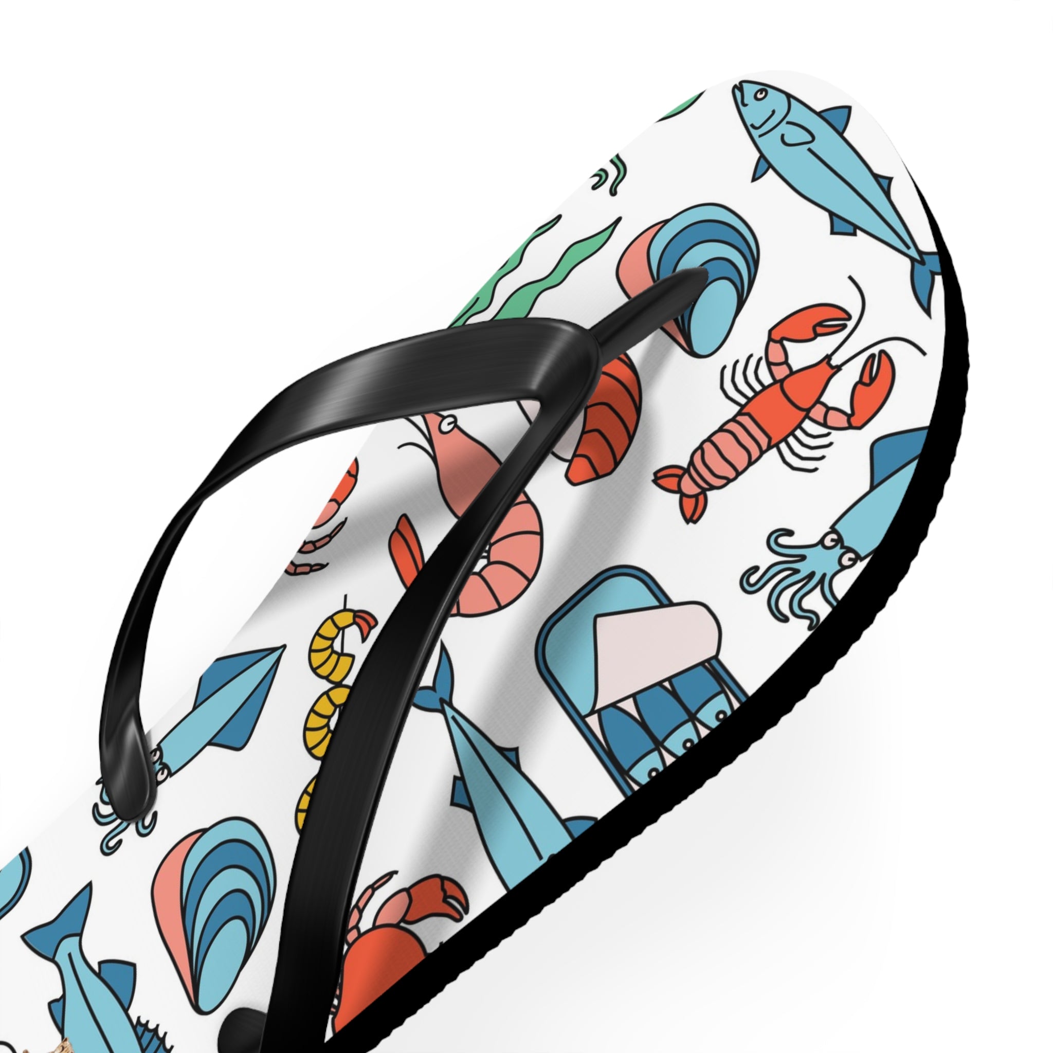 Seafood Pattern Flip Flops — Beachwear Sandals
